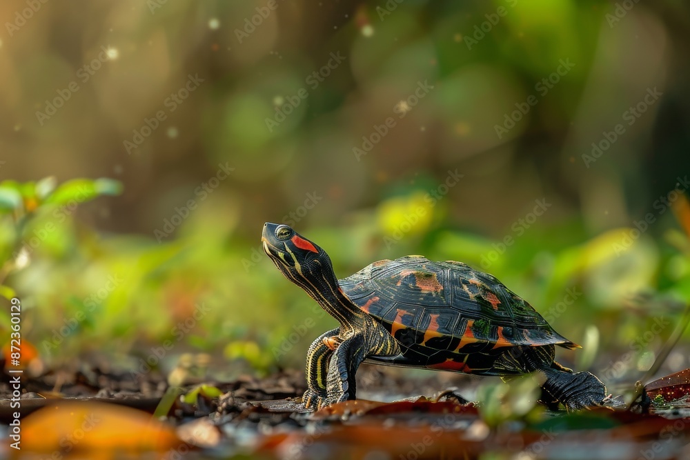Obraz premium Full body view of Flatback Turtle in natural habitat, full body shot, full body View