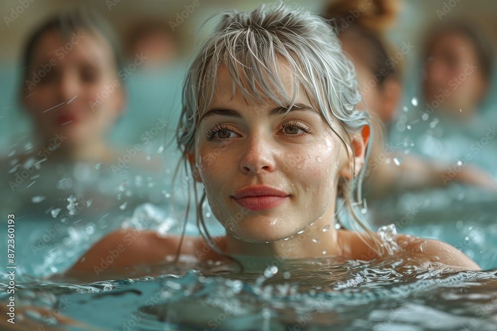 Energetic Aqua Gym Class for Active Mature Women Energetic Aqua Gym Class for Active Mature Women