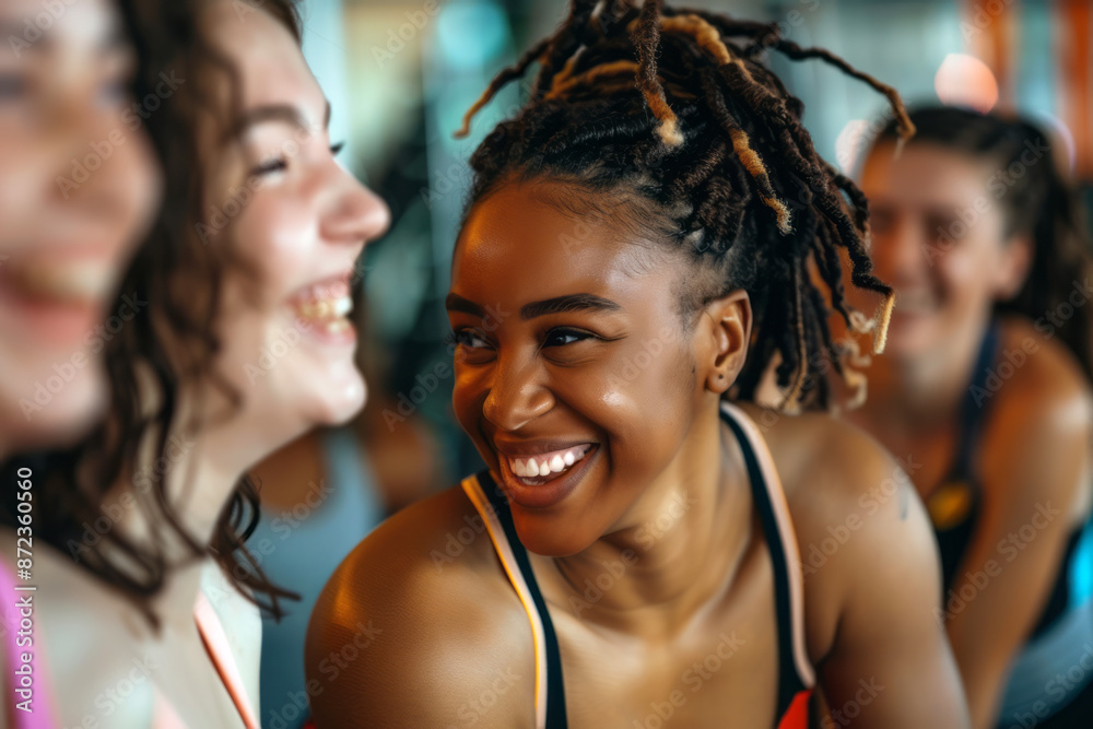 portrait of a group of happy laughing women in a fitness club portrait of a group of happy laughing women in a fitness club