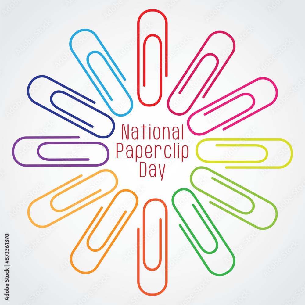 National paperclip day vector illustration. National paperclip day themes design concept with flat style vector illustration. Suitable for greeting card, poster and banner. National paperclip day vector illustration. National paperclip day themes design concept with flat style vector illustration. Suitable for greeting card, poster and banner.