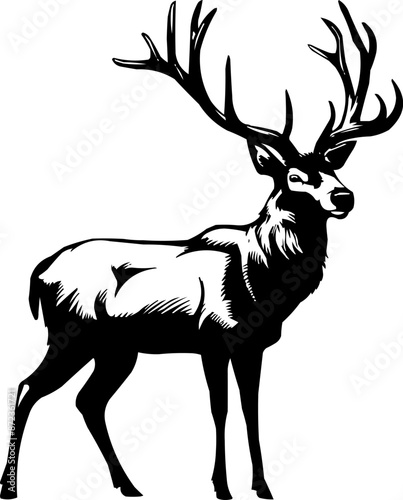 Mule Deer silhouette vector art illustration, Mule deer cut file, Mule deer laser cut file, Mule deer cricut file, Mule deer wood engraving file