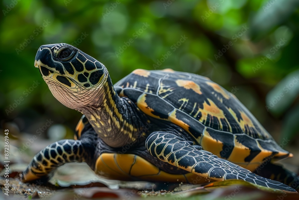 Hawksbill Turtle, Macro,Left side view Hawksbill Turtle, Macro,Left side view