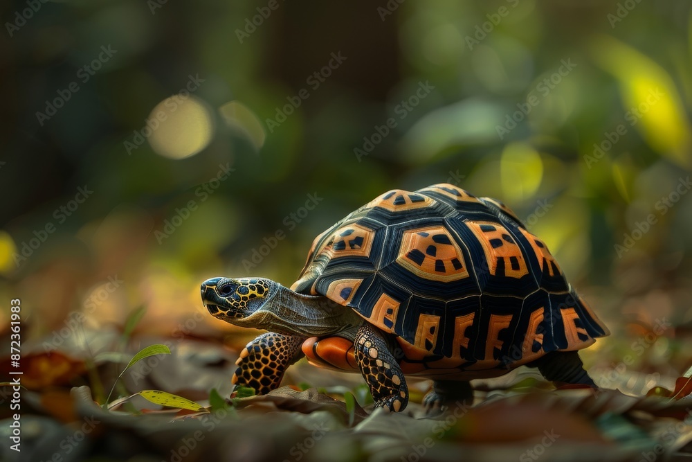 Indian Star Tortoise, Macro,Left side view Indian Star Tortoise, Macro,Left side view