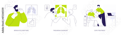 Pulmonary disease abstract concept vector illustrations.