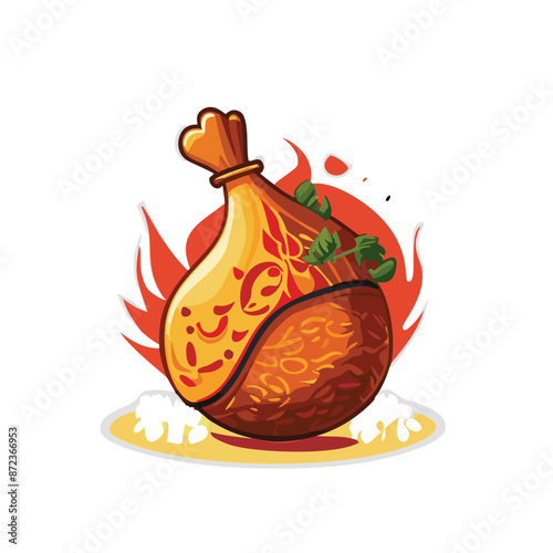 Vector Illustration of Chicken Tikka with Spicy