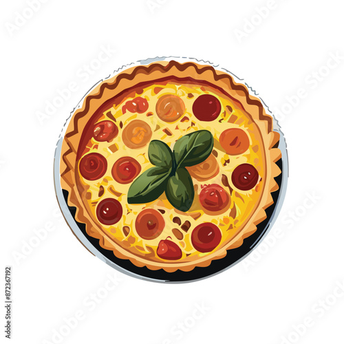 Artistic Representation of Quiche with a Breakfast Palette