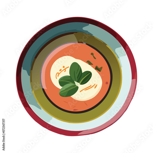 Vector illustration of Miso Soup with a Japanese Home Palette