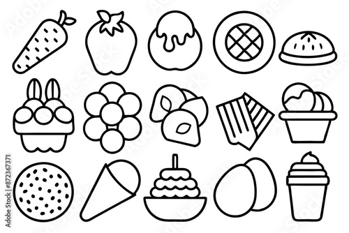 Different types foods intricate line art elegant food decor