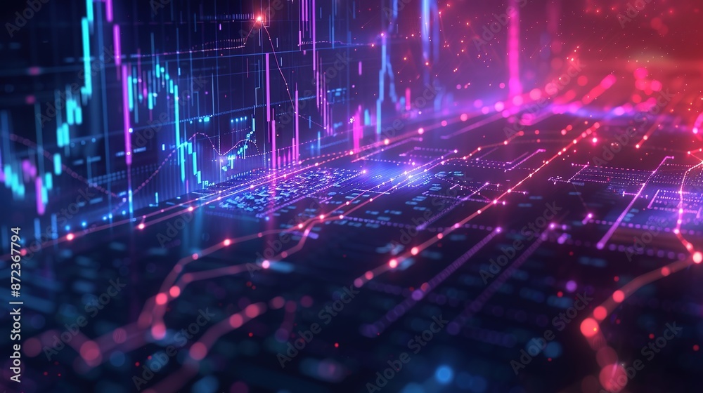 Obraz premium Data Driven Economy: Abstract Network Lines and Graphs Background