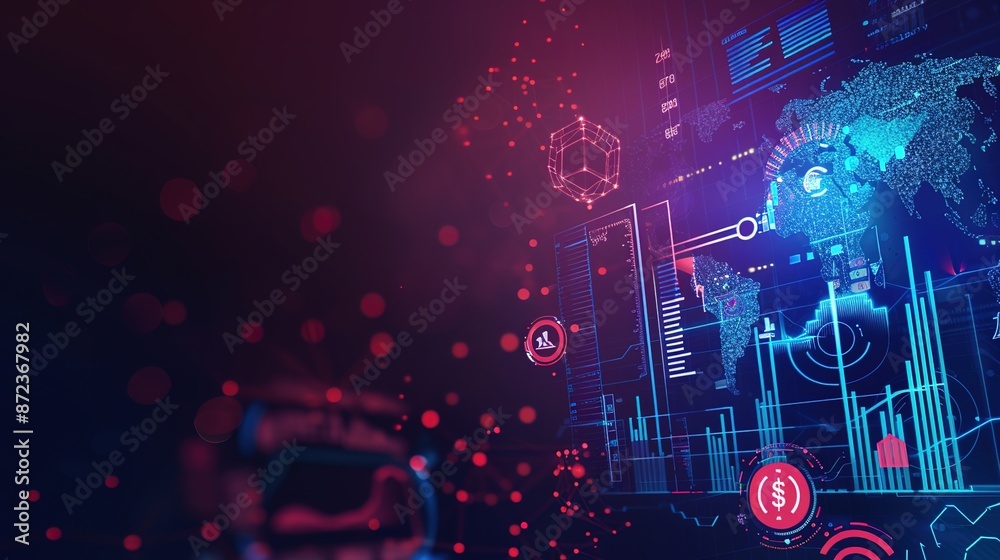 Glowing Finance: Dark Theme Money and Banking Vector Icons Background Glowing Finance: Dark Theme Money and Banking Vector Icons Background