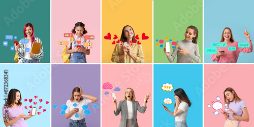Collage of women with mobil...