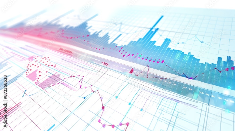 Analyzing Financial Trends and Market Data in Vector Illustration on White Background Analyzing Financial Trends and Market Data in Vector Illustration on White Background