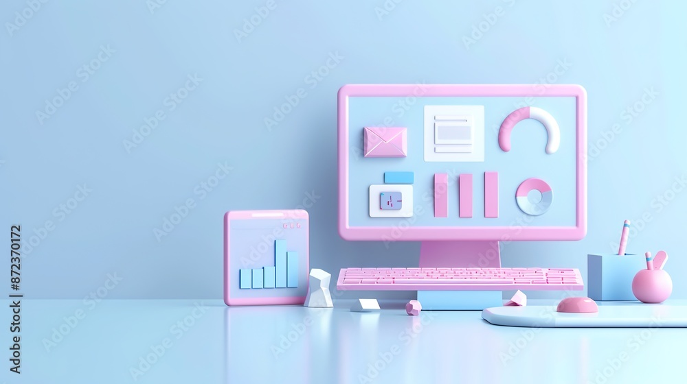 Modern Web Development Concepts in Minimalist 3D Scene Modern Web Development Concepts in Minimalist 3D Scene