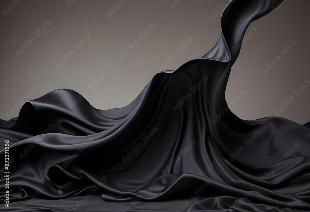 Wavy smooth black silk drapery background texture sample Wavy smooth black silk drapery background texture sample