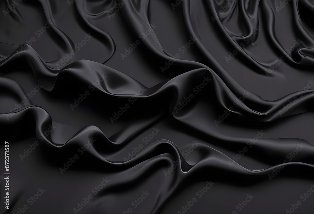 Wavy smooth black silk drapery background texture sample Wavy smooth black silk drapery background texture sample