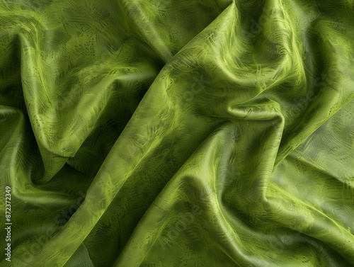 Suede Sophistication: Green Compressed and Wrinkled Fabric Texture