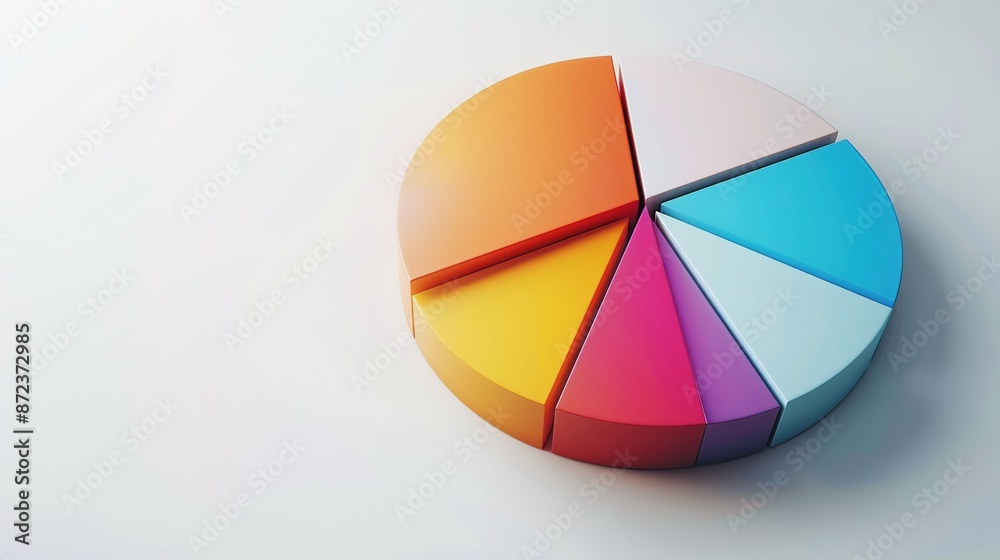 Modern 3D pie chart on white background, empty space for copy Modern 3D pie chart on white background, empty space for copy
