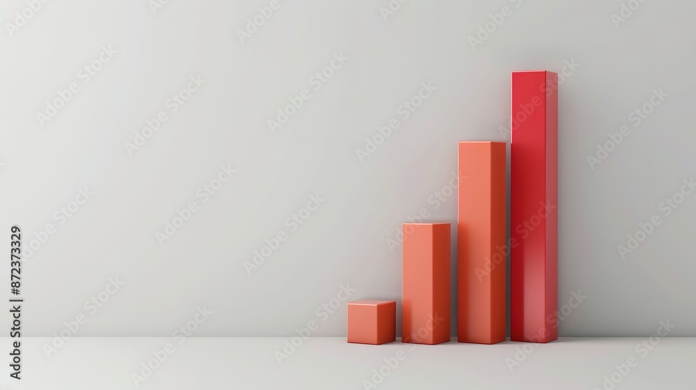 Modern 3D Minimalistic Bar Graph on White Background with Copy Space for Text Modern 3D Minimalistic Bar Graph on White Background with Copy Space for Text