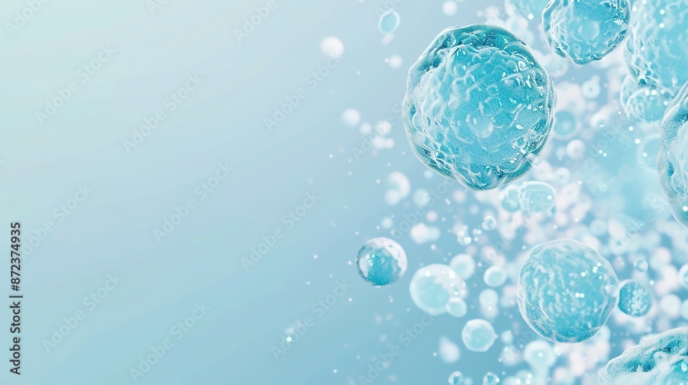 Cellular Microcosm on Light Blue Gradient Background with Copy Space Cellular Microcosm on Light Blue Gradient Background with Copy Space