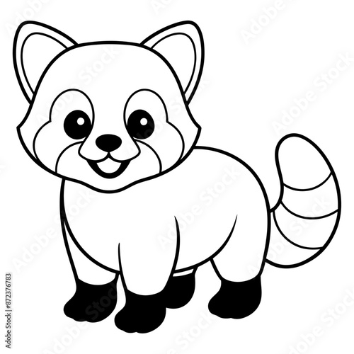 Cute Red Panda Line art illustration