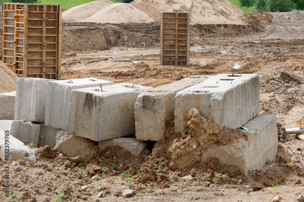 close-up of concrete blocks on the background of a construction site close-up of concrete blocks on the background of a construction site
