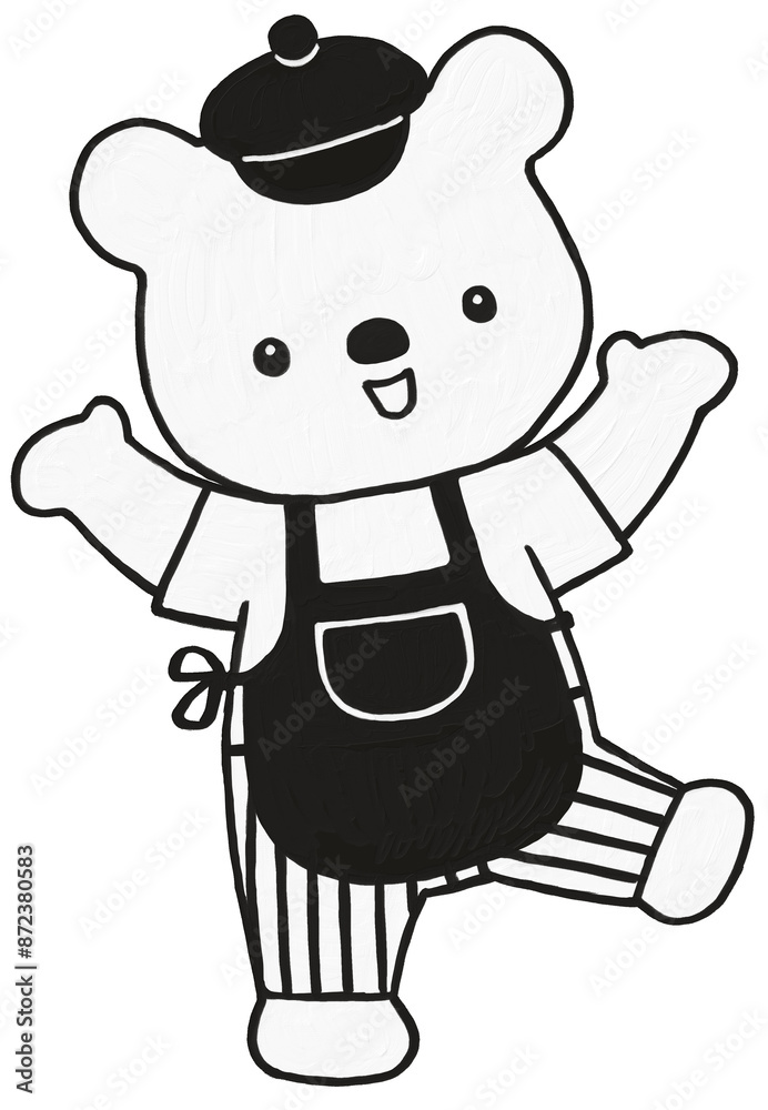 bear illustration .minimal and cute style . design with oil painting texture . Black and white teddy. bear illustration .minimal and cute style . design with oil painting texture . Black and white teddy.