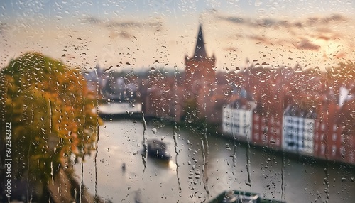 rainy day window in Europe