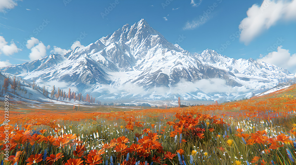 landscape with flowers landscape with flowers