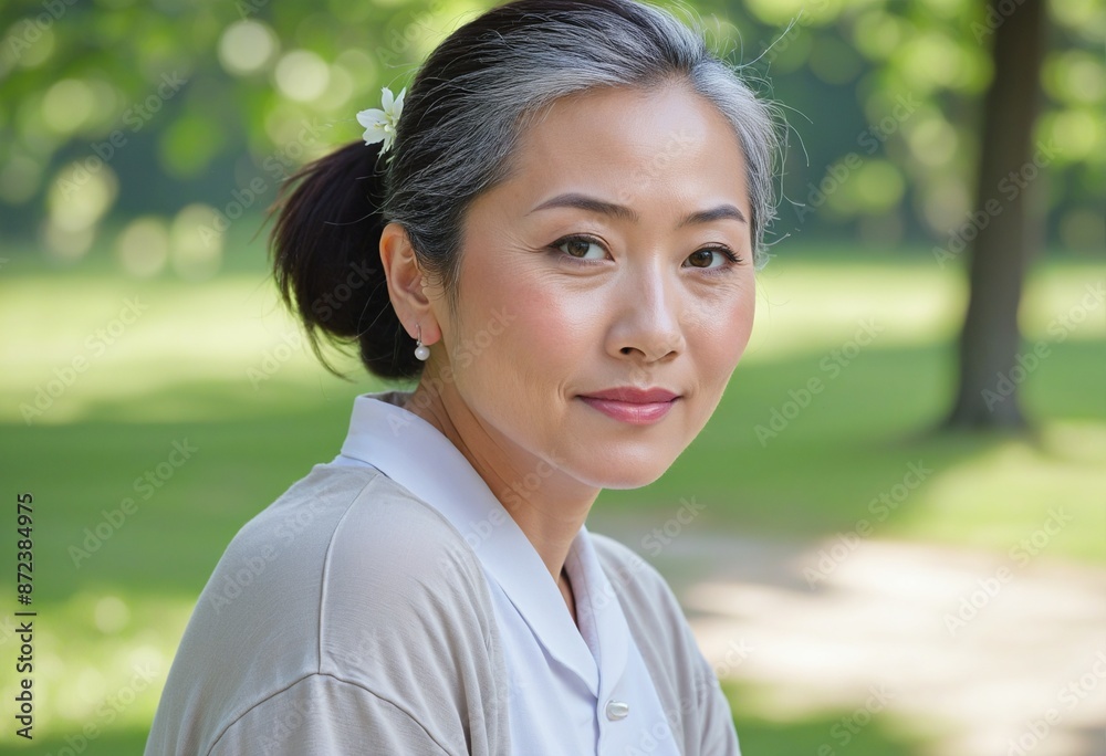 Japanese women in their 30s and 50s enjoying a relaxing nature vacation in the countryside Japanese women in their 30s and 50s enjoying a relaxing nature vacation in the countryside