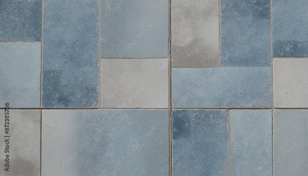 Fototapeta premium Vintage blue floral patchwork stone tile pattern for a modern rustic kitchen or bathroom wall texture background