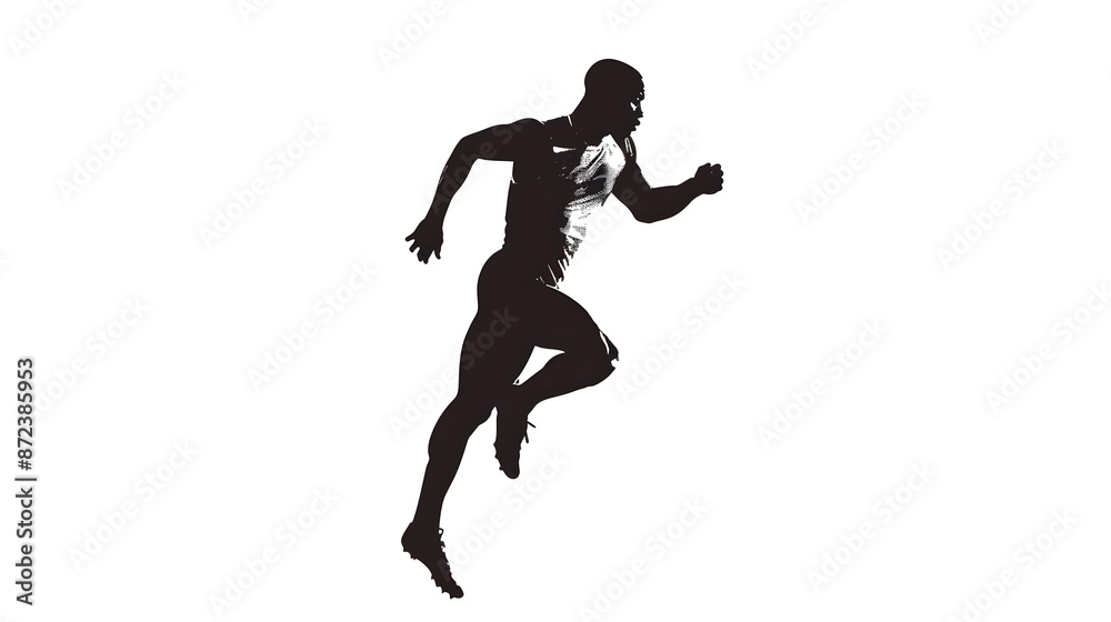 © Ziyan Yang - decathlon sportsman silhouette isolated on white background. Vector illustration, clip art, cartoon.