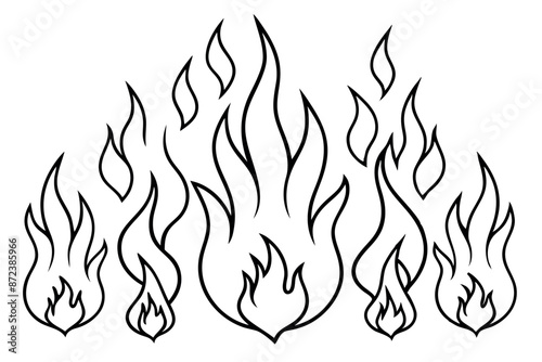 Fire flame line art drawing classic heat decor