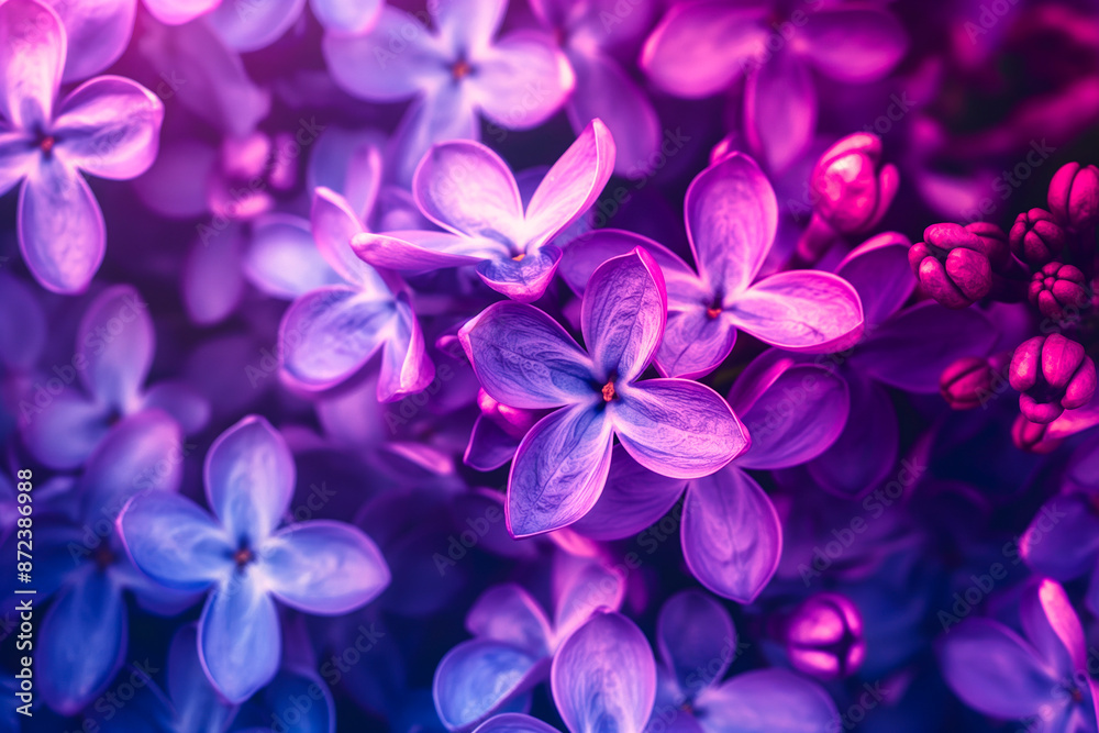 Blooming purple lilac flowers background, close up Blooming purple lilac flowers background, close up