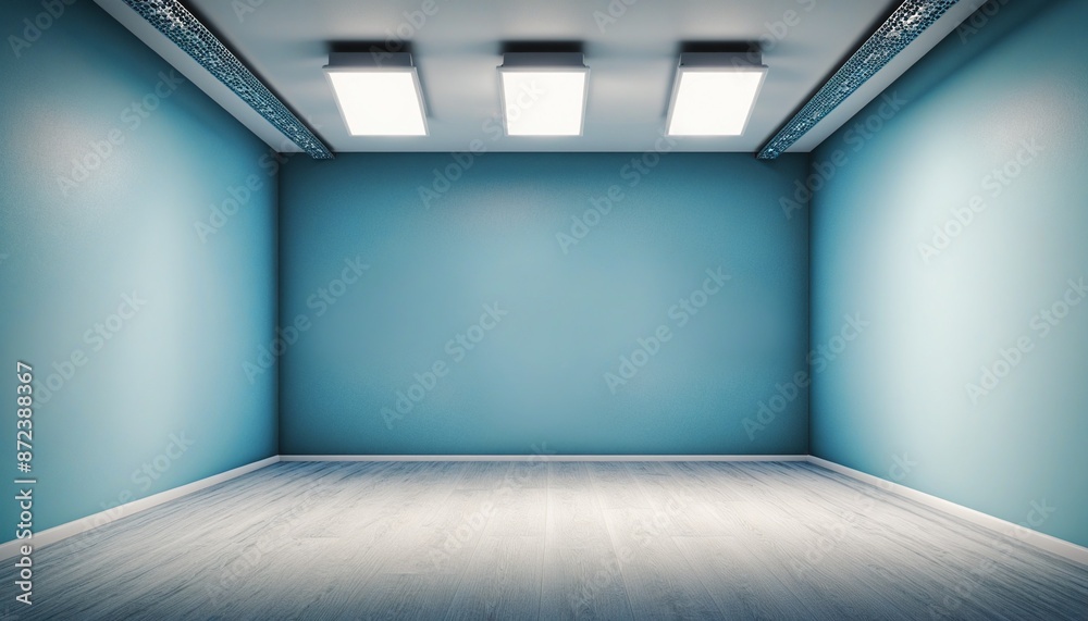 Obraz premium Minimal Studio Room with Bright Light, Beautiful Shadows, and Blue Background