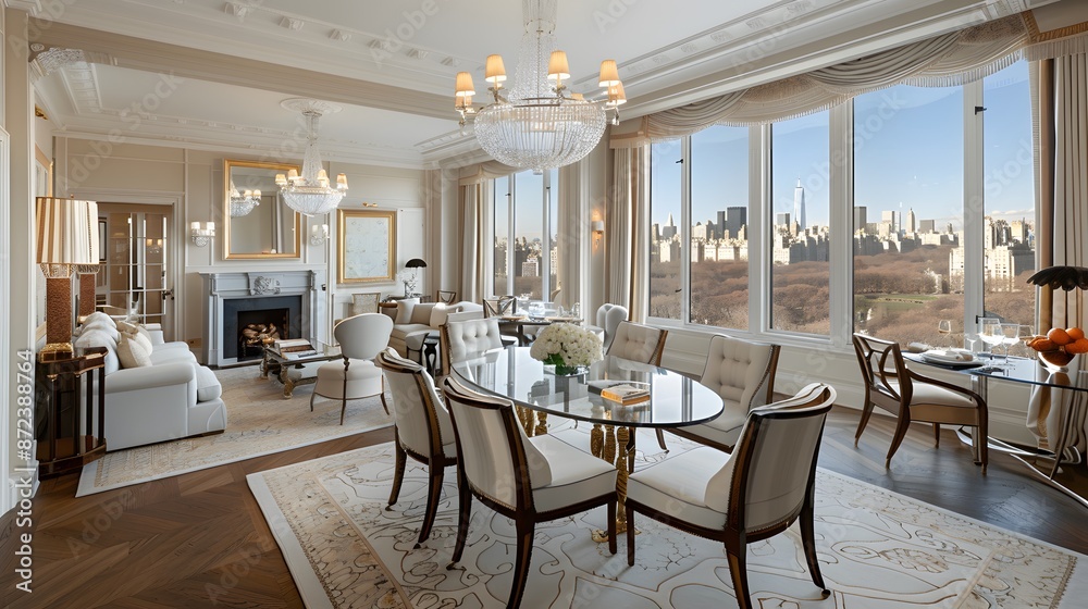Luxurious Living Room with Stunning City View Luxurious Living Room with Stunning City View
