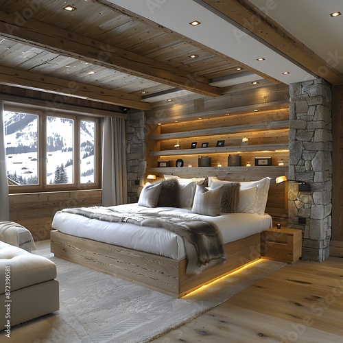 Rustic Chic Bedroom with Mountain View