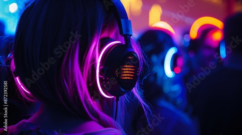 Silent Disco Party with Neon Lights © vannet