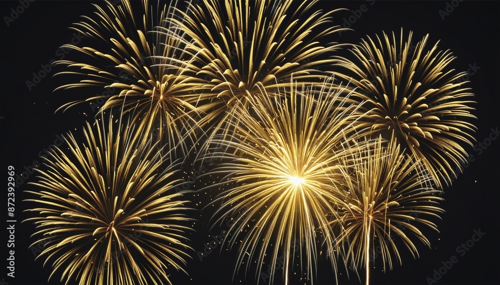 Gold fireworks explosion, Happy New Year Banner Gold fireworks explosion, Happy New Year Banner
