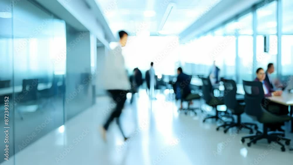 Blurred timelapse of corporate office with glass windows and people walking, showing the busy work commute life, 4k video Blurred timelapse of corporate office with glass windows and people walking, showing the busy work commute life, 4k video