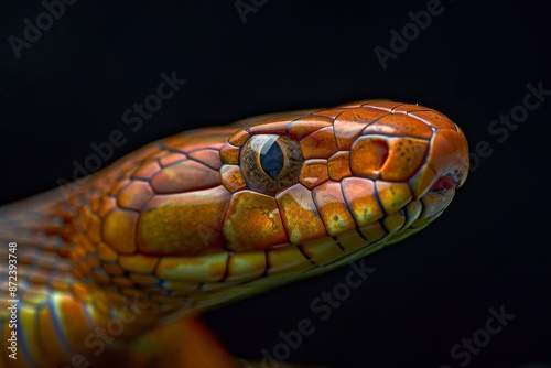 Mystic portrait of Cobra, full body view, isolated on black background