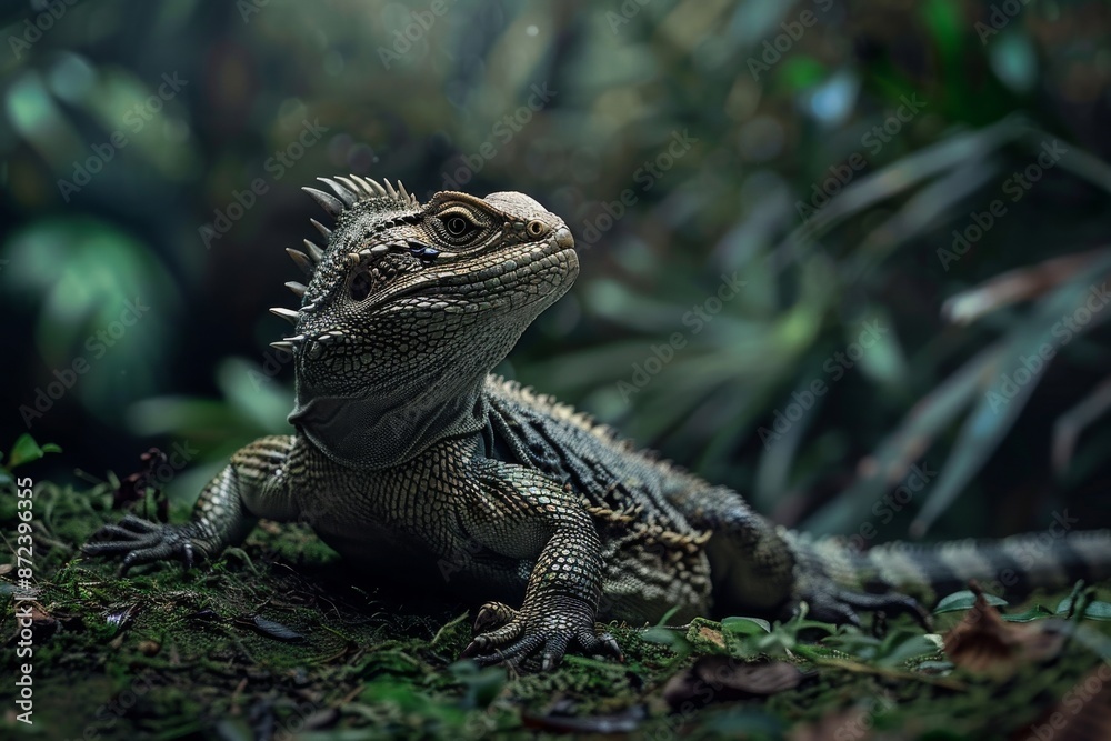 Fototapeta premium Tuatara, Macro,Left side view