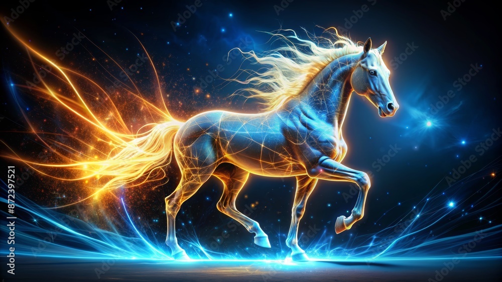 Galactic Charger’s Nocturnal Dance: Ethereal Equine Emitting Luminous Trails in the Cosmos Galactic Charger’s Nocturnal Dance: Ethereal Equine Emitting Luminous Trails in the Cosmos