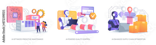 AI in Manufacturing abstract concept vector illustrations.