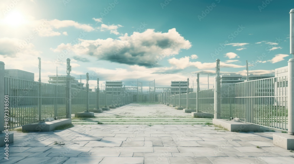 Obraz premium bright prison building design illustration