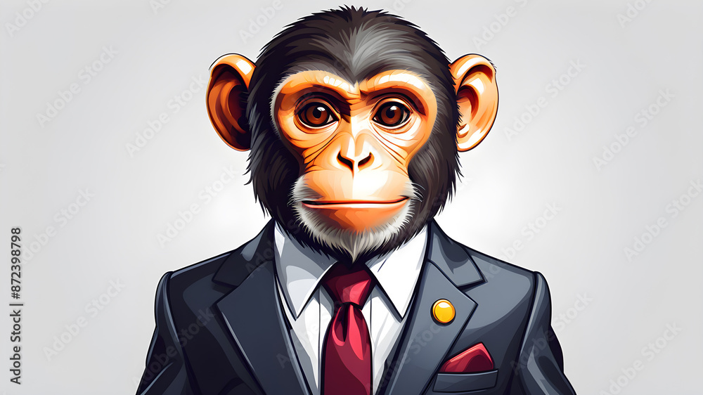 Monkey wearing a suit logo icon on the white background, Generative AI Monkey wearing a suit logo icon on the white background, Generative AI