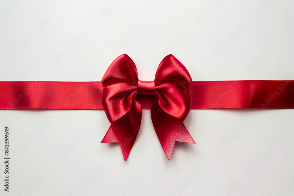 Red ribbon bow on white background Red ribbon bow on white background