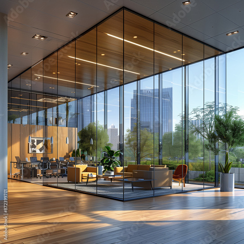 interior of modern office,glass office design