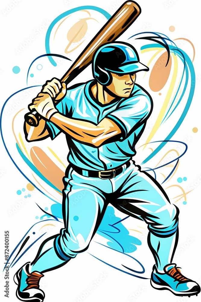 Obraz premium Dynamic Baseball Player in Action, Perfect for Sports Themed Decor, Posters, and Apparel