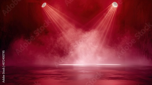 Red Stage Lights with Smoke and Fog