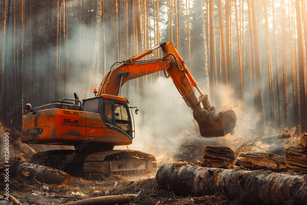 destruction of our forests with heavy machinery felling trees, highlighting the urgent need for forest conservation efforts destruction of our forests with heavy machinery felling trees, highlighting the urgent need for forest conservation efforts